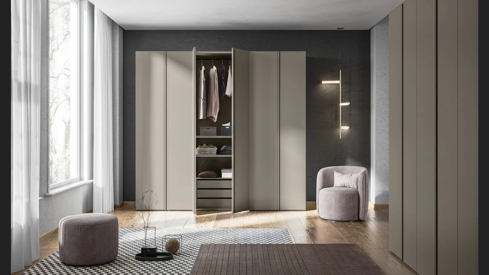 Armadio Battente Gola ZN03 finitura Beige di Marka Total Living