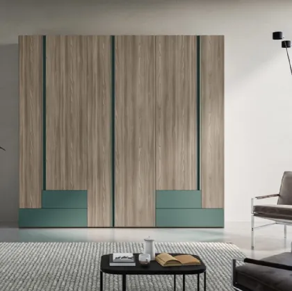 Armadio Battente Gola ZN06 finitura Forestal Brown e Pavone di Marka Total Living