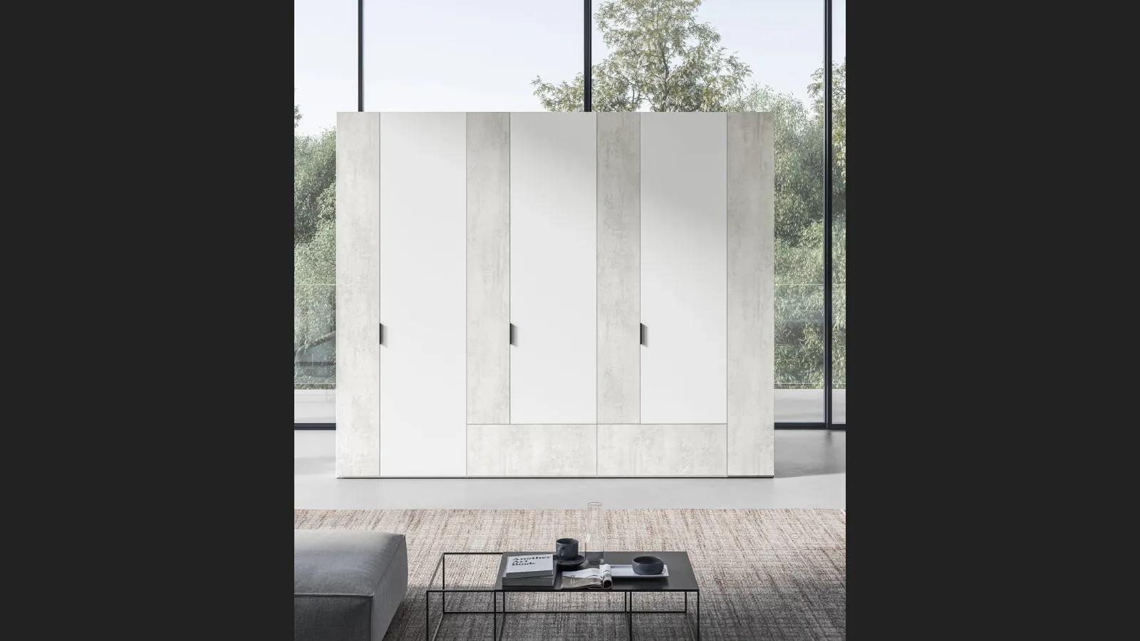 Armadio Battente Virgola ZN07 finitura Bianco e Calce Bianca di Marka Total Living