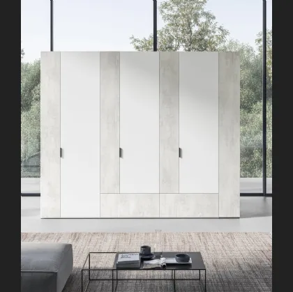 Armadio Battente Virgola ZN07 finitura Bianco e Calce Bianca di Marka Total Living
