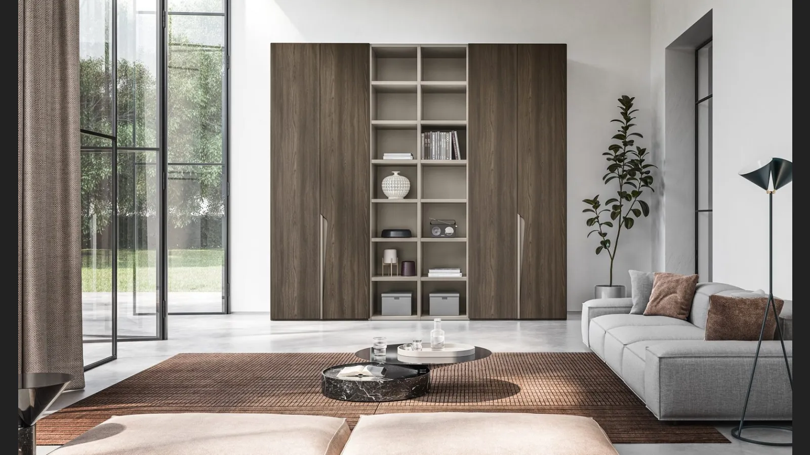 Armadio Battente Vela ZN10 finitura Forestal Dark e Nuvola di Marka Total Living