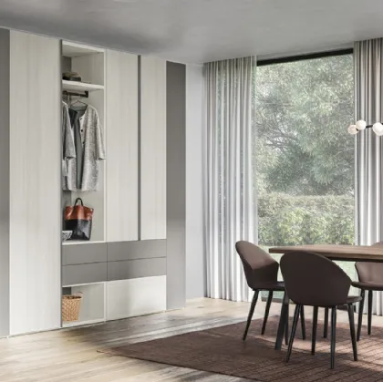 Armadio Battente Bend ZN14 finitura Forestal White e Grigio Caldo di Marka Total Living
