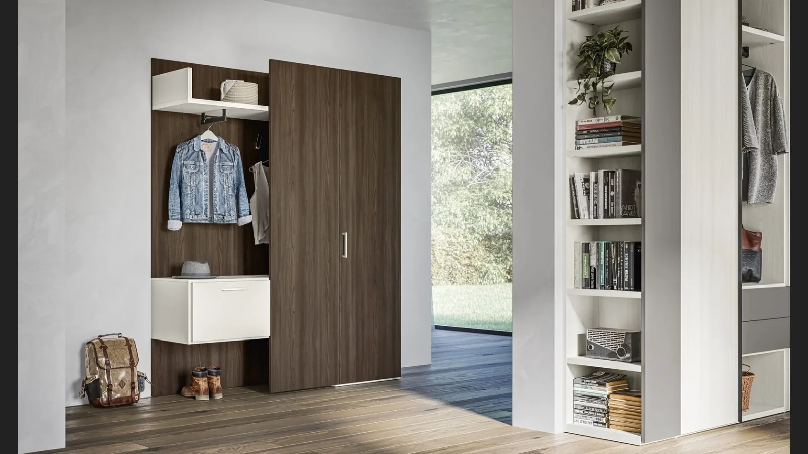Armadio Battente Tetris ZN15 finitura Forestal Dark e Perla di Marka Total Living
