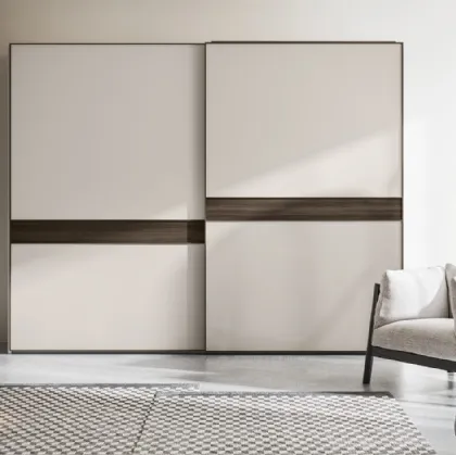 Armadio Scorrevole Elite ZN28 finitura Perla con inserto finitura Forestal Dark di Marka Total Living