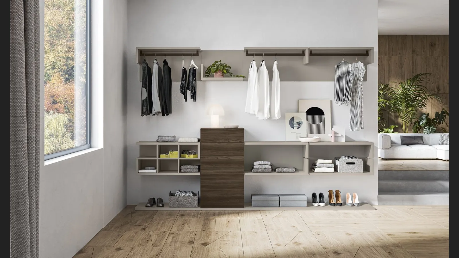 Cabina Armadio Combi ZN31 finitura Beige e Forestal Dark di Marka Total Living