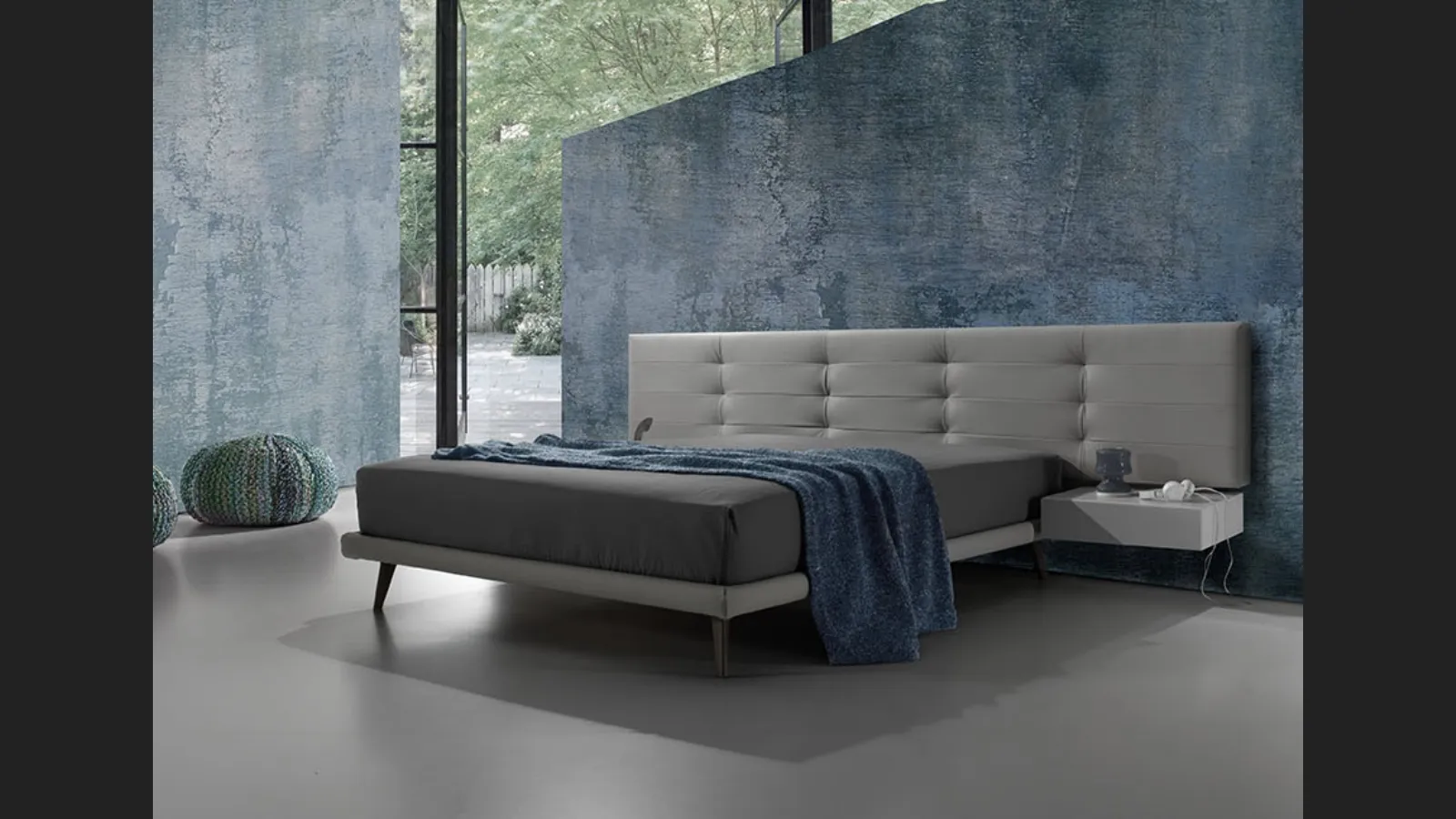 Letto in pelle con testiera trapuntata Twist Tess 290 di Excò