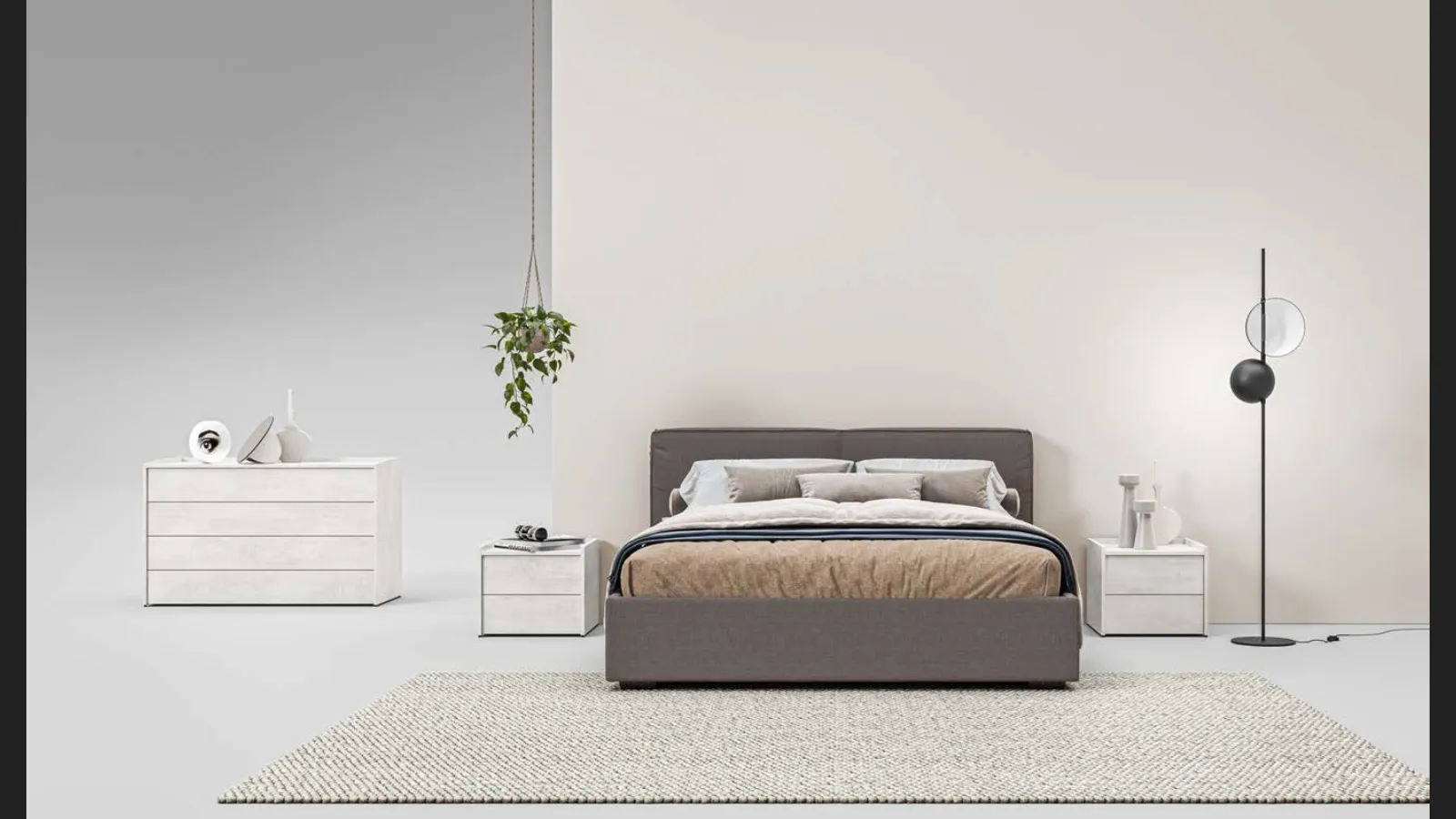 Letto in tessuto imbottito con testiera Argo GL13 di Marka Total Living