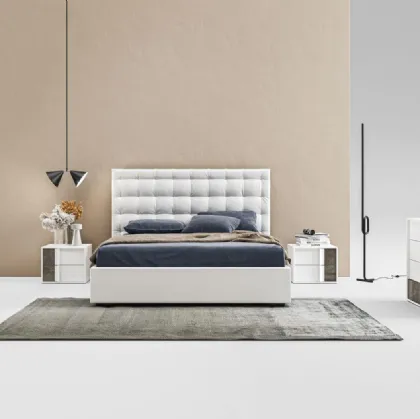 Letto in tessuto imbottito con testiera trapuntata Miami GL17 di Marka Total Living
