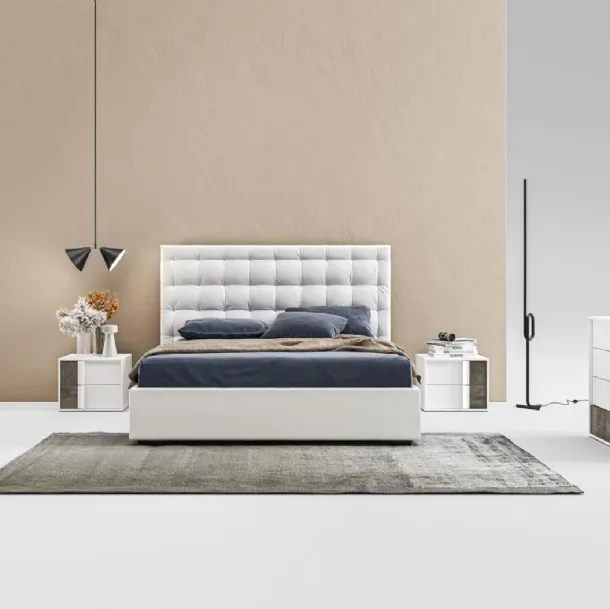 Letto in tessuto imbottito con testiera trapuntata Miami GL17 di Marka Total Living