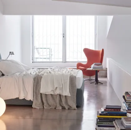 Letto in tessuto con testiera imbottita e box contenitore Talia di Rosini Night