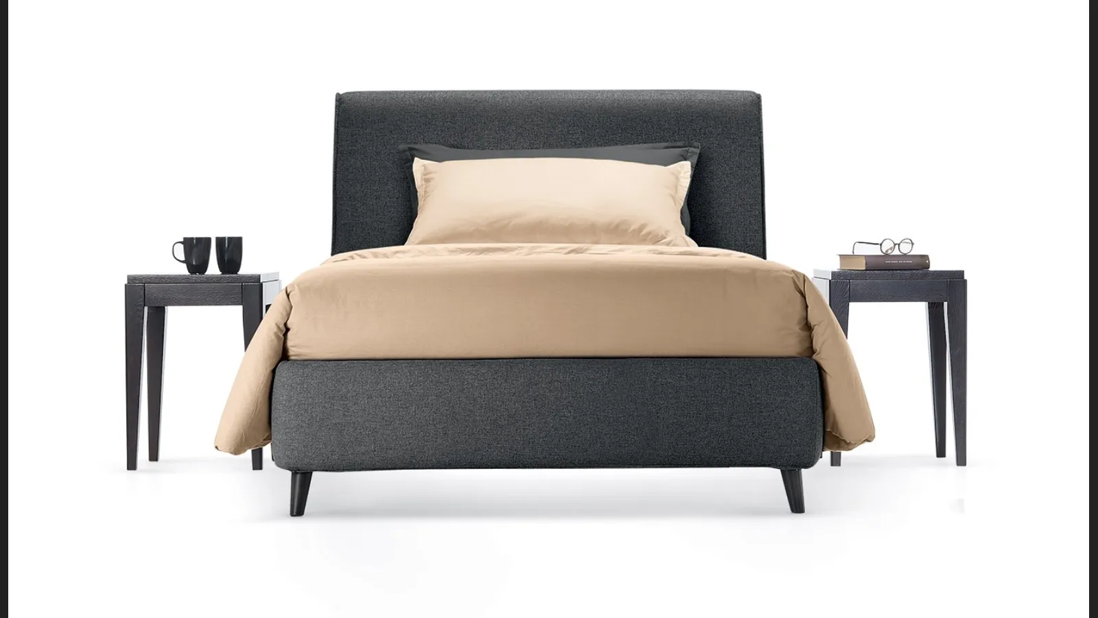 Letto singolo in tessuto con testiera Talia di Rosini Night