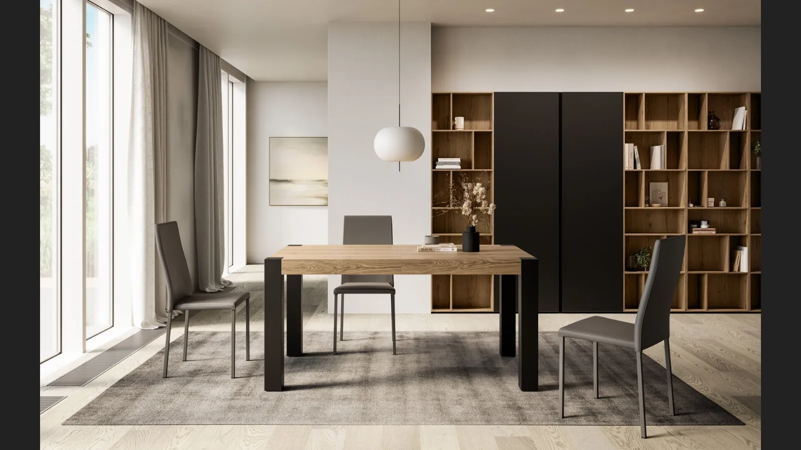 Tavolo allungabile Athos Iron con piano in laminato e gambe in ferro verniciato di Arredo3