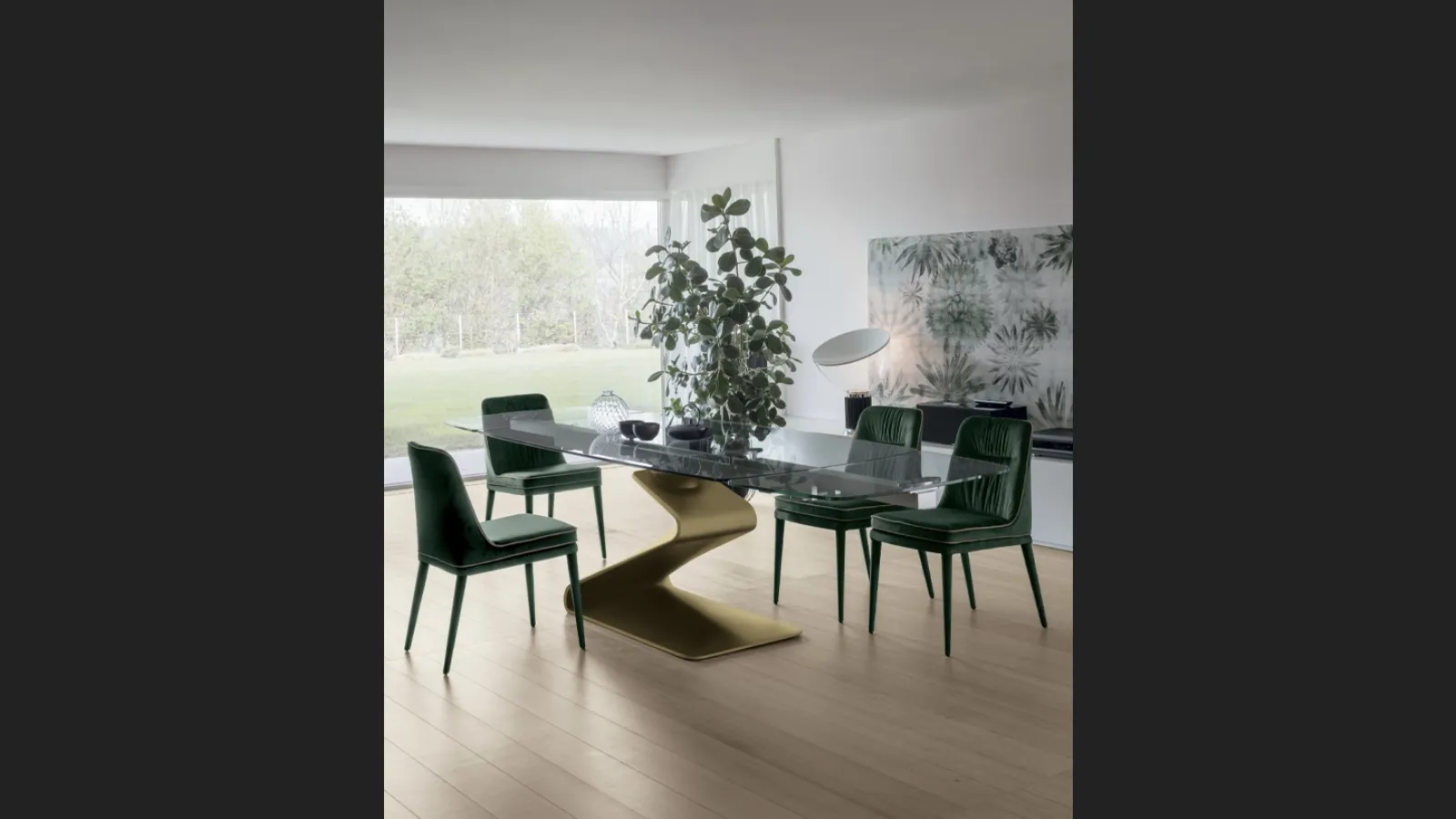 Tavolo Zed con piano in vetro di Target Point