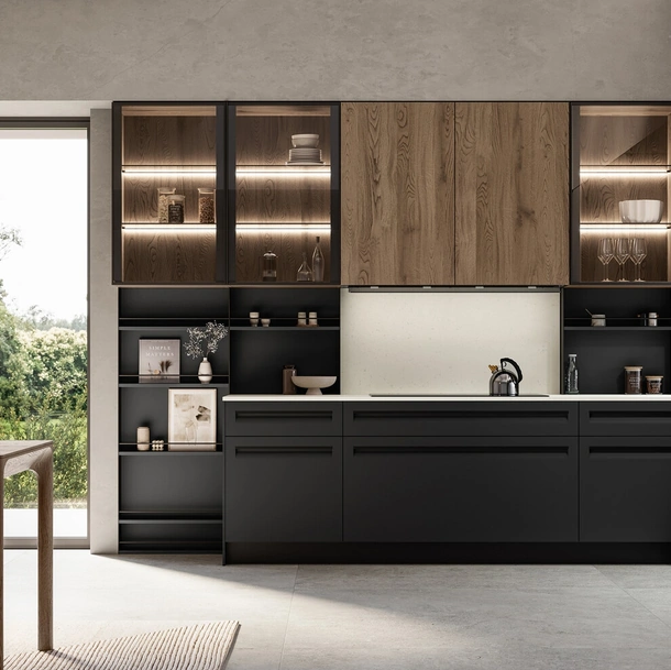 Cucina Moderna angolare Tekna 03 in pet e rovere di Arredo3
