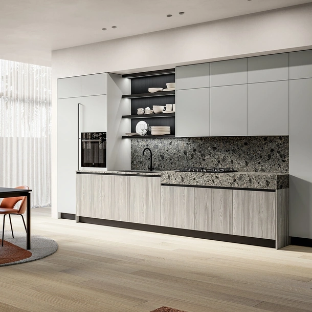 Cucina Moderna lineare Cloe 02 in laminato e laccato di Arredo3