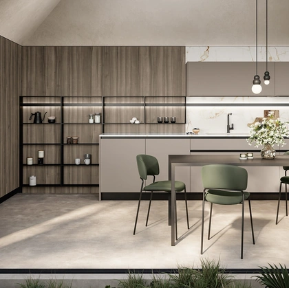 Cucina Moderna angolare Cloe 04 in laccato e laminato di Arredo3